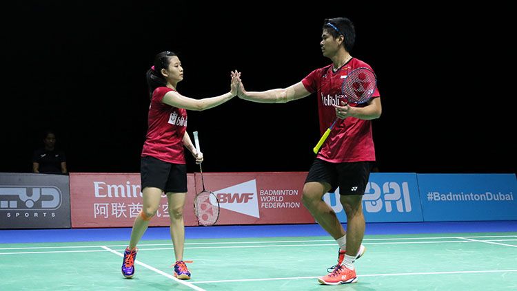 Ganda campuran Indonesia Praveen Jordan/Debby Susanto di ajang BWF Dubai World Super Series Finals 2017. Copyright: © HUMAS PP PBSI