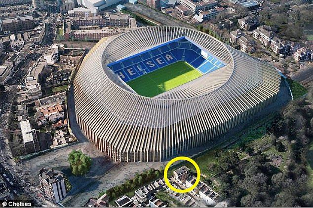 Rencana renovasi Stamford Bridge yang menghalangi rumah sebuah keluarga di London. Copyright: © -