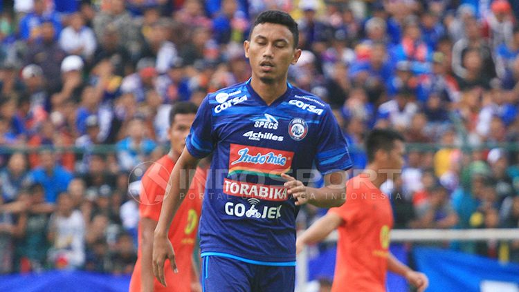 Penyerang Arema FC, Rivaldy Bawuo. Copyright: © Ian Setiawan/INDOSPORT