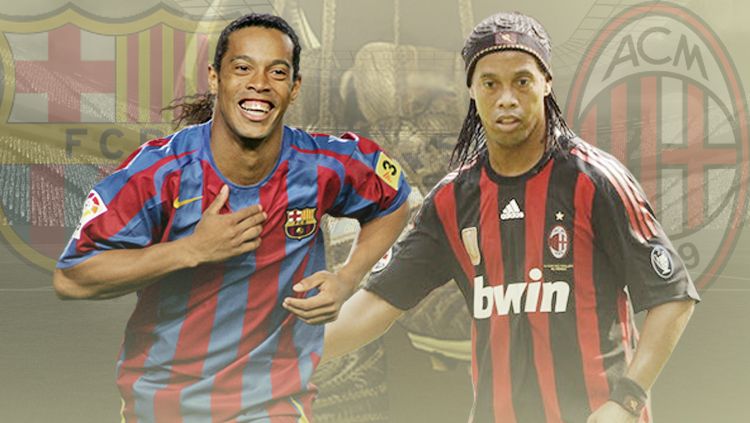 Ronaldinho sukses bersama Barcelona dan AC Milan. Copyright: © Getty Images