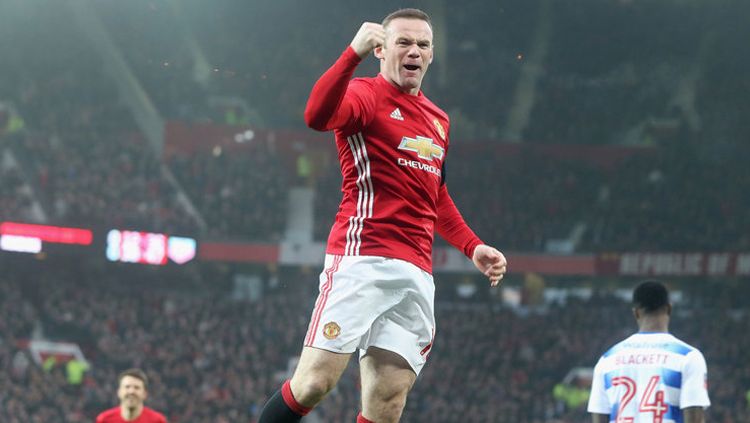 Wayne Rooney selebrasi saat masih memperkuat Manchester United. Copyright: © Getty Images