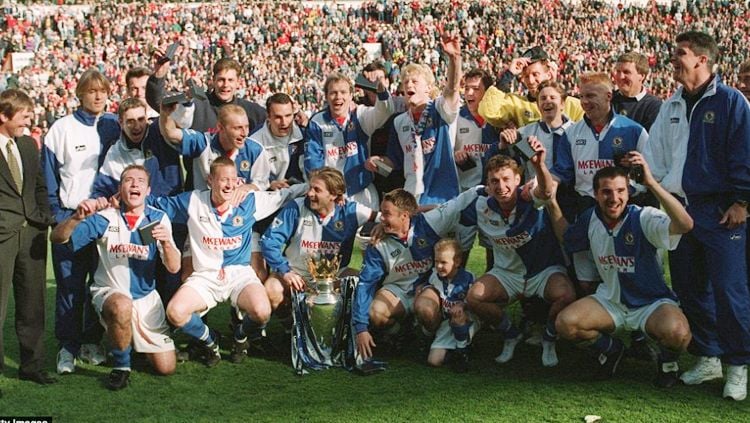 Blackburn Rovers saat juara Liga Primer Inggris tahun 1994/95. Copyright: © Getty Images