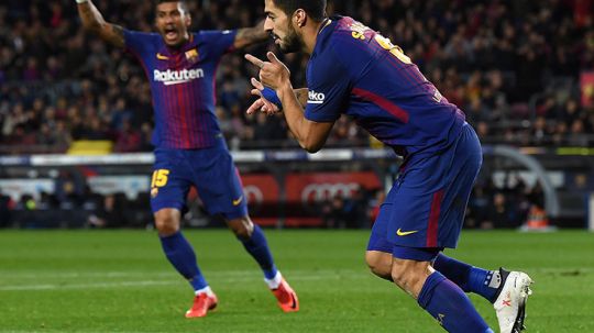 Selebrasi Luiz Suarez. Copyright: &copy; Getty Images