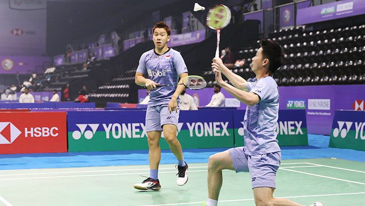 Turnamen India Open bisa dibilang menjadi panggung kekuasannya ganda putra nomor 1 dunia, pasangan Kevin Sanjaya Sukamuljo/Marcus Fernaldi Gideon. Copyright: © HUMAS PBSI