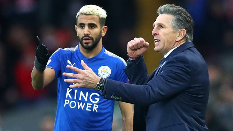 Riyad Mahrez dan Claude Puel. Copyright: © Getty Images