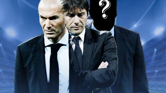 Antonio Conte dan Zinedine Zidane. Copyright: © Grafis: Eli Suhaeli/INDOSPORT