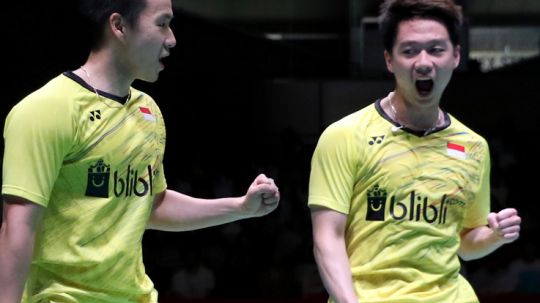 Pasangan ganda putra Kevin Sanjaya Sukamuljo/Marcus Fernaldi Gideon. Copyright: © Djarum Badminton