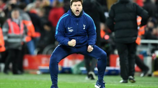 Ekspresi Mauricio Pochettino saat merayakan gol. Copyright: &copy; Ofisial Tottenham Hotspur