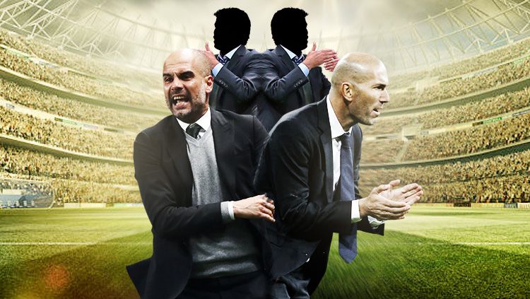 Zinedine Zidane dan Pep Guardiola. Copyright: © Grafis:Eli Suhaeli/INDOSPORT