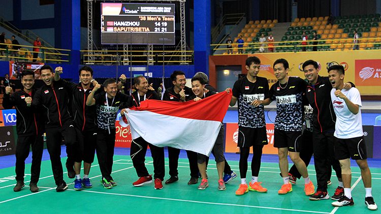 Tim putra berhasil kibarkan bendera merah putih di final Badminton Copyright: © HUMAS PBSI
