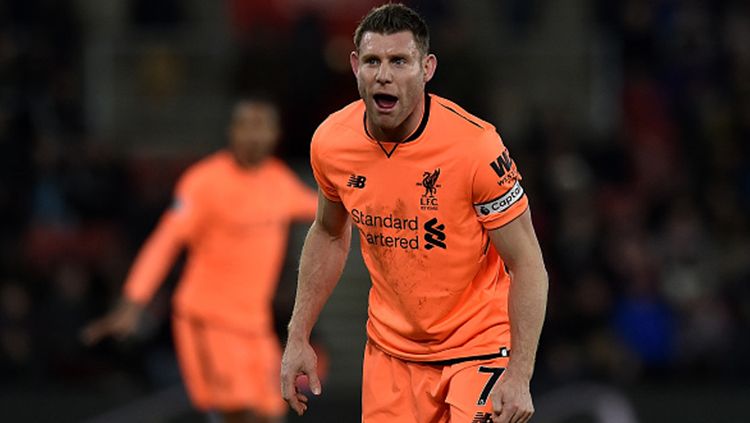 Pemain Liverpool, James Milner, dipuji sebagai pemain Liga Inggris yang paling kuat berlari. Copyright: © Getty Images