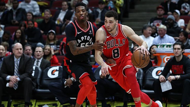 Bintang Chicago Bulls, Zach LaVine samai catatan Stephen Curry dan Klay Thompson. Copyright: © Getty Images