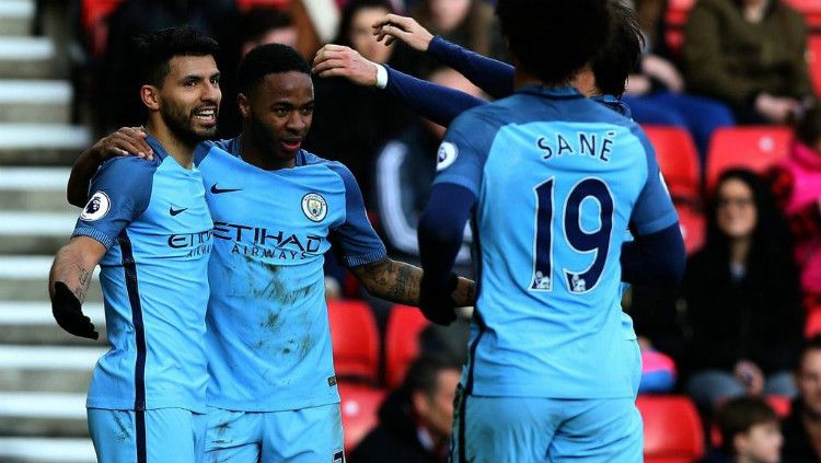 Sterling - Aguero - Sane, trio penyerang Manchester City Copyright: © Getty Images