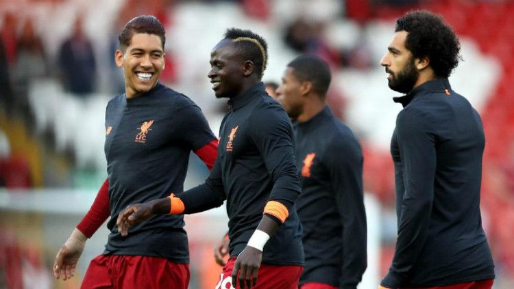 Trio penyerang Liverpool: Salah, Firmino, dan Mane. Copyright: © Getty Images