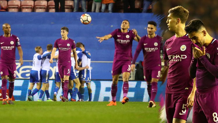 Manchester City kalah 1-0 atas Wigan Athletic. Copyright: © Getty Images