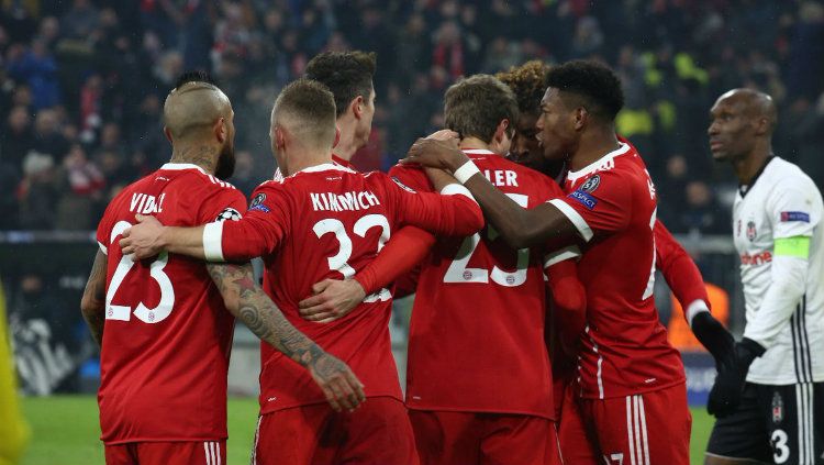 Perayaan gol para penggawa Bayern Munchen. Copyright: © Getty Images
