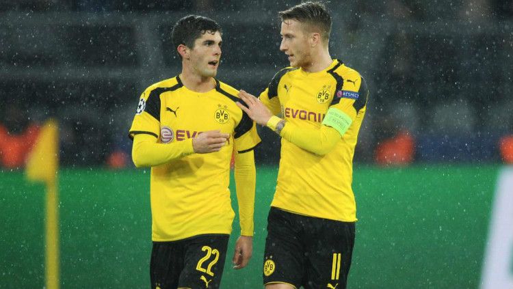 Dua sayap Dortmund, Christian Pulisic dan Marco Reus. Copyright: © Getty Images