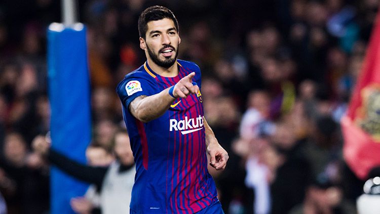 Luis Suarez mencatat hattrick pada laga La Liga Spanyol melawan Girona. Copyright: © Getty Images