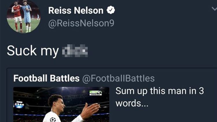 Reiss Nelson twitt ke Delle Alli Copyright: © Twitter