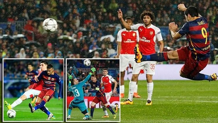 Arsenal kalah 3-1 atas Barcelona pada laga Liga Champion 2-15-16. Copyright: © Grafis: Soicaumienbac.cc