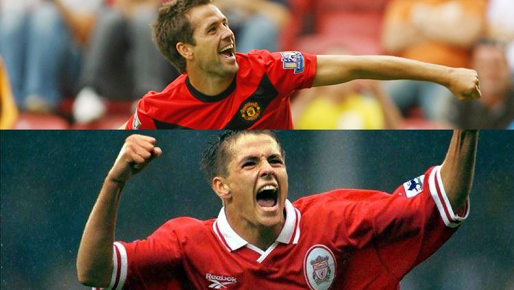 Michael Owen saat berseragam Liverpool dan Man United. Copyright: © Grafis: Indosport.com