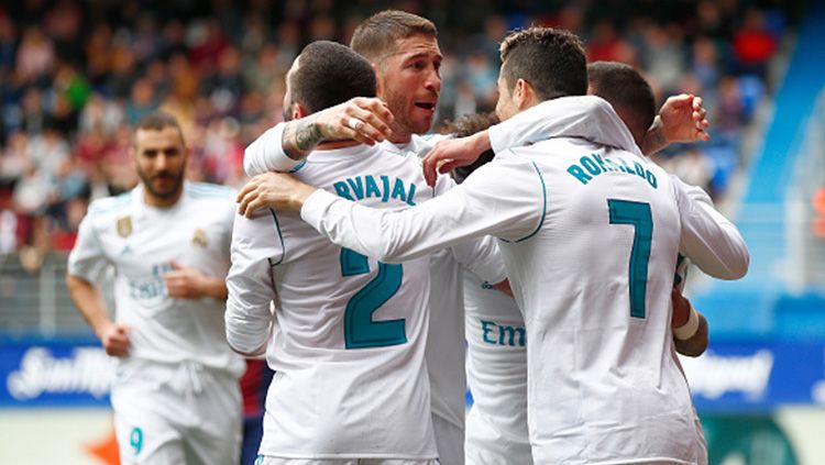 Aksi selebrasi pemain Real Madrid. Copyright: © Getty Images