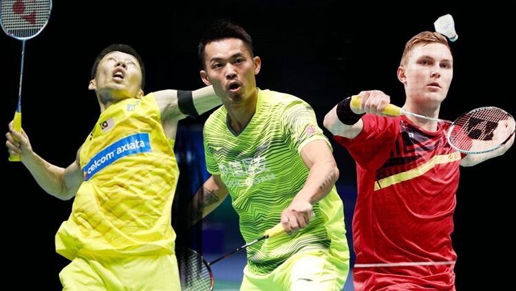 Viktor Axelsen, Lin Dan, dan Lee Chong Wei. Copyright: © INDOSPORT