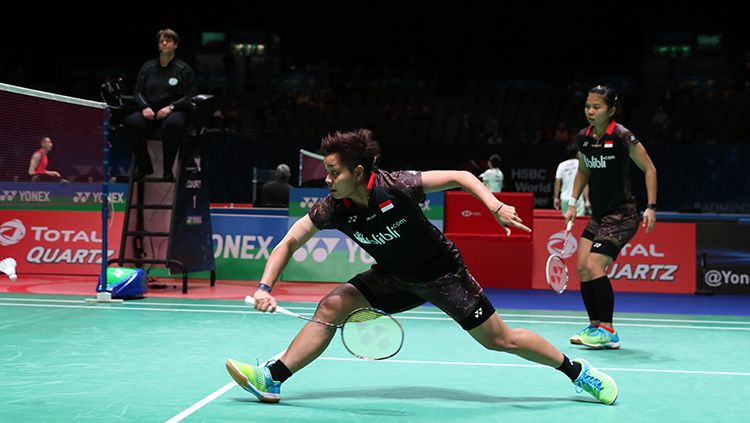 Greysia Polii/Apriyani saat beraksi di All England 2018. Copyright: © Humas PBSI