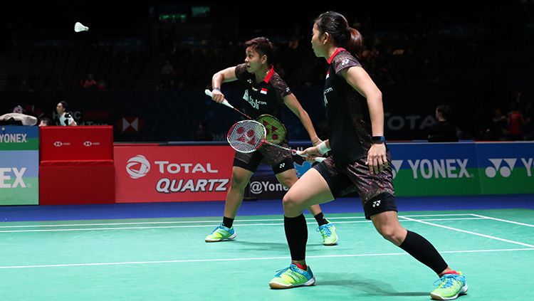 Greysia Polii/Apriyani saat beraksi di All England 2018. Copyright: © Humas PBSI