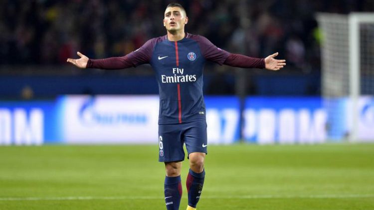 Marco Verratti kesal dengan ulah wasit di laga Manchester City vs PSG. Copyright: © bleacherreport.com