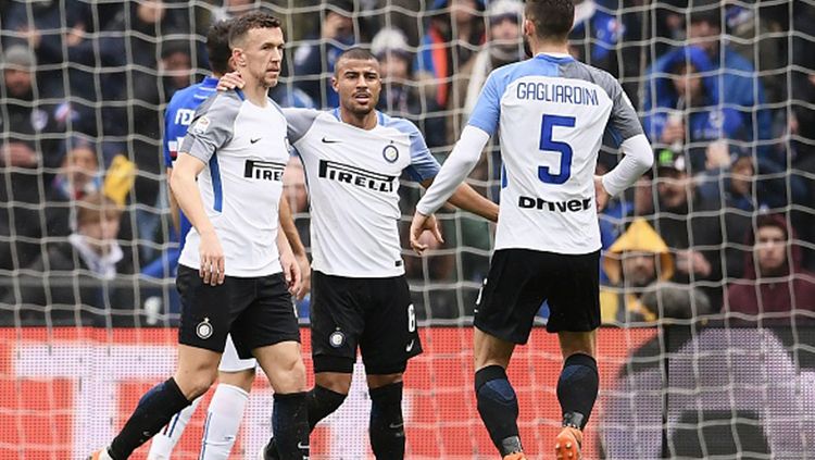 Ivan Perisic membuka gol kemenangan Inter Milan atas Sampdoria. Copyright: © Getty Images