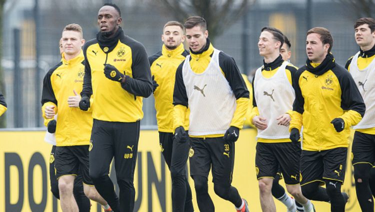 Usain Bolt ikut latihan Borussia Dortmund. Copyright: © INDOSPORT