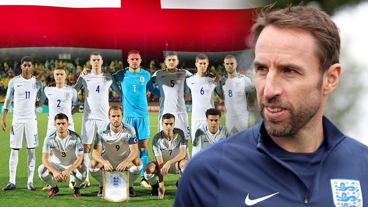 Gareth Southgate dan skut Timnas Inggris. Copyright: © INDOSPORT