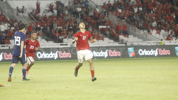 Aji Kusuma merayakan golnya ke gawang Jepang U-19. Copyright: © Abdurrahman Ranala/INDOSPORT