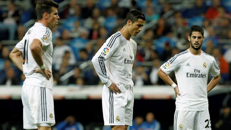 Pemain Real Madrid, Isco, Cristiano Ronaldo dan Bale. Copyright: © ecuagol.com