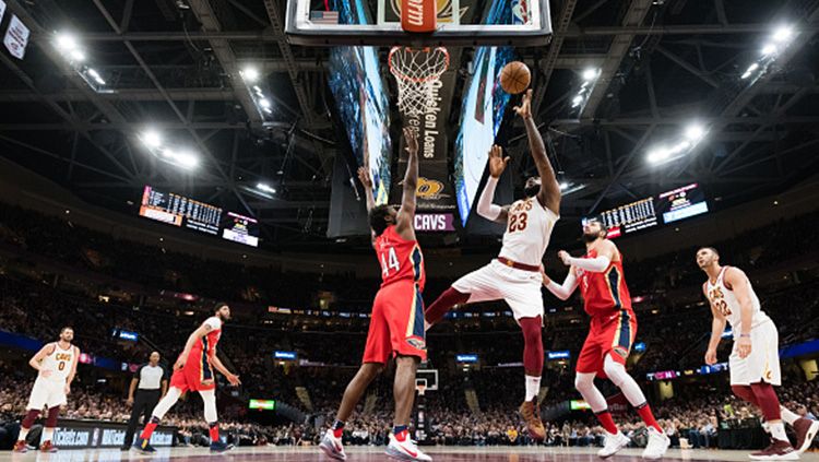 Situasi pertandingan New Orleans Pelicans vs Cleveland Cavaliers. Copyright: © Getty Images