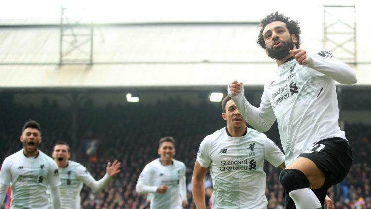 Mohamed Salah menjadi pahlawan kemenangan Liverpool saat melawan Crystal Palace (31/03/18). Copyright: © Reuters