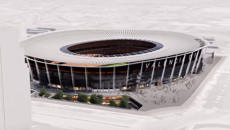 Desain Nou Mestalla kandang Valencia. Copyright: © stadiumdb.com