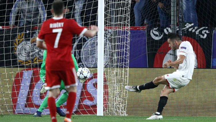 Pablo Sarabia cetak gol pertama untuk Sevilla. Copyright: © Getty Images