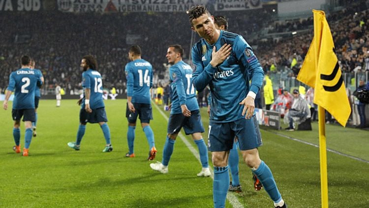 Cristiano Ronaldo merayakan gol melawan Juventus di leg pertama perempatfinal melawan Juventus (04/04/18). Copyright: © Getty Images