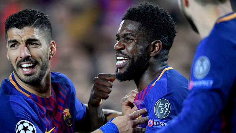Manchester City kabarnya meminati Samuel Umtiti, yang kini bermain untuk klub LaLiga Spanyol, Barcelona. Copyright: © Getty Images