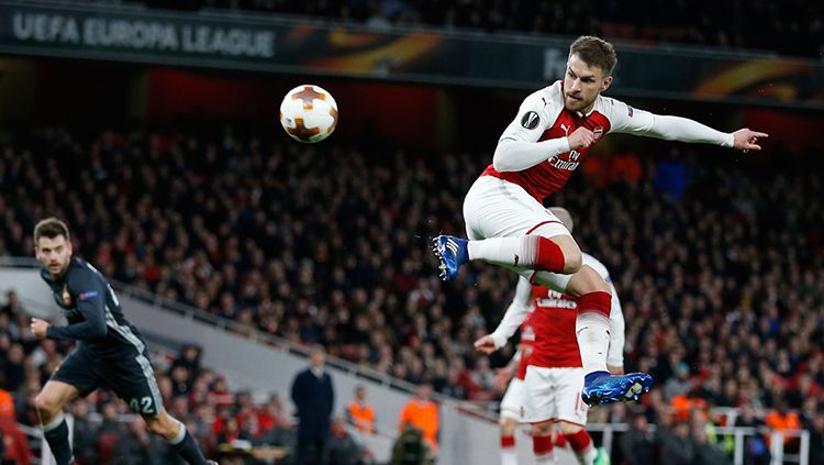 Aaron Ramsey menyumbang dua gol di babak pertama bagi Arsenal saat melawan CSKA Moskow. Copyright: © Getty Image