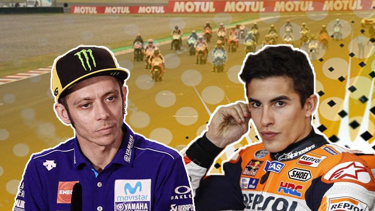 Marc Marquez dan Valentino Rossi akan kembali bertarung sengit di MotoGP Italia 2018. Copyright: © INDOSPORT