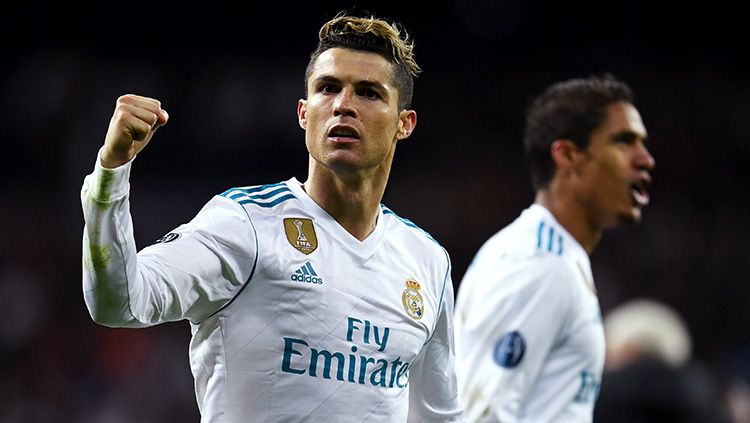 Selebrasi Cristiano Ronaldo usai cetak gol ke gawang Juventus lewat penalty. Copyright: © Getty Images