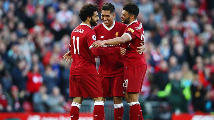 Mohamed Salah merayakan gol yang diciptakannnya ke gawang Bournemouth. Copyright: © Getty Images