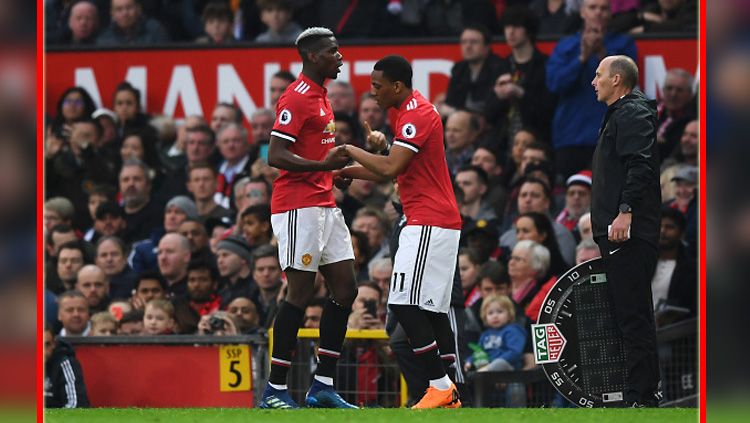 Paul Pogba dan Anthony Martial, dua pemain bintang Man United. Copyright: © Getty Images
