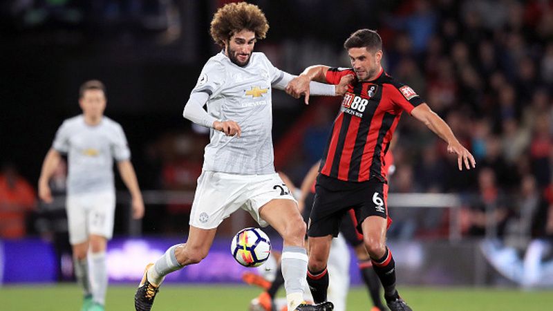 Marouane Fellaini saat melawan Bournemouth. Copyright: © Getty Images