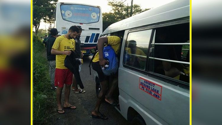 Selebrasi Hamkah Hamzah usai mencetak gol kedua untuk Sriwijaya FC. Harry Ibrahim Copyright: Â© Harry Ibrahim/INDOSPORT