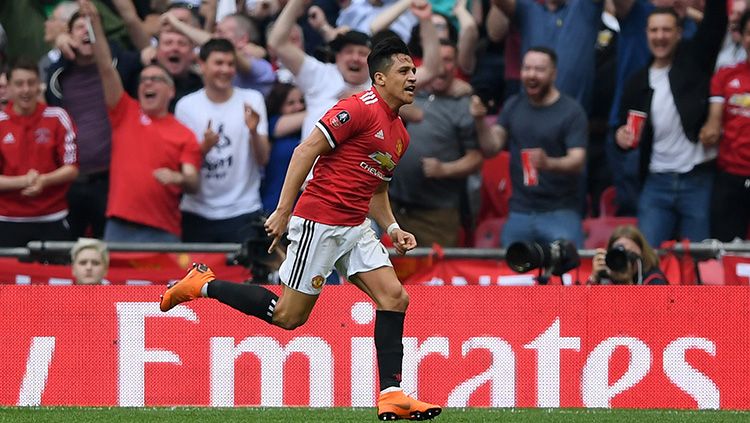 Gol Ander Herrera memastikan Manchester United mencapai semifnal Piala FA keduanya dalam tiga musim terakhir (21/04/18). Copyright: Â© AP