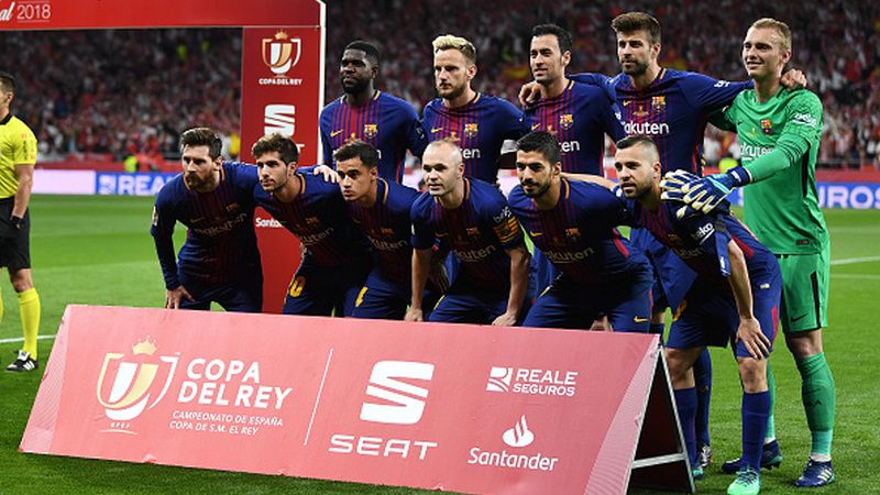 Skuat Barcelona di final Copa del Rey vs Sevilla. Copyright: © Getty Image